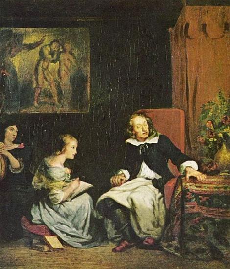Eugene Delacroix Milton diktiert seinen Tochtern das